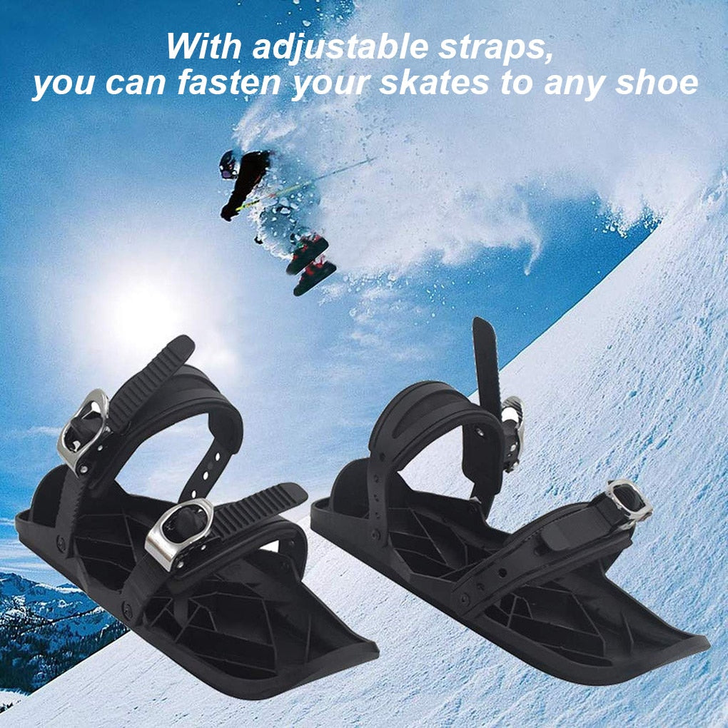 Compact Adjustable Ski Skates for Boots – Portable Snow Blades for Winter Fun, One Size Fits Most US 6-12
