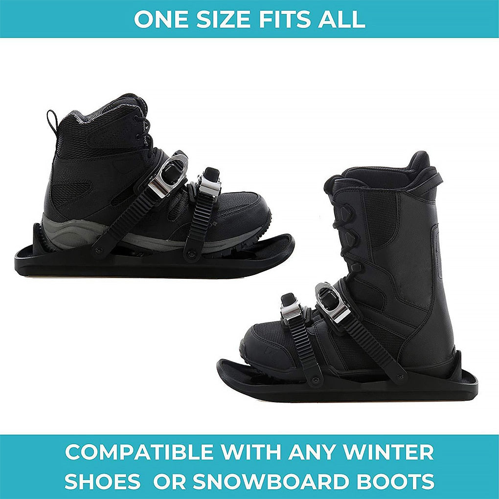 Compact Adjustable Ski Skates for Boots – Portable Snow Blades for Winter Fun, One Size Fits Most US 6-12