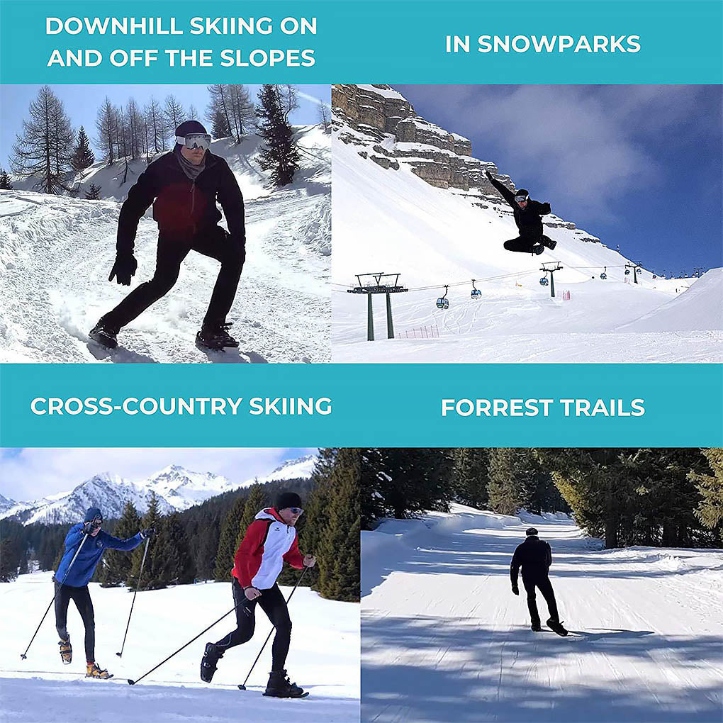 Compact Adjustable Ski Skates for Boots – Portable Snow Blades for Winter Fun, One Size Fits Most US 6-12