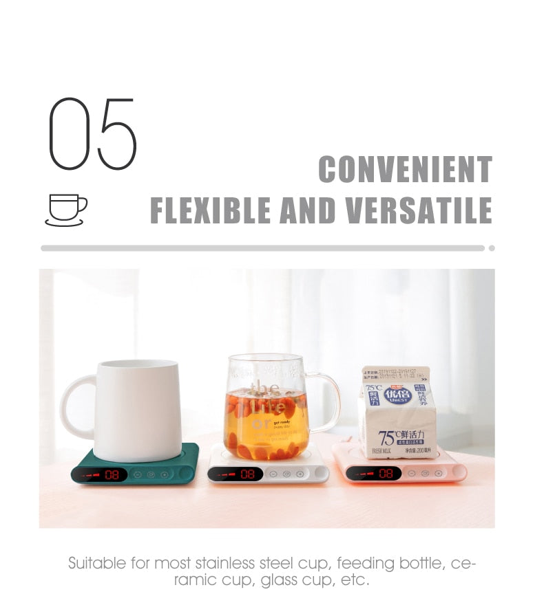 USB-Powered Desktop Mug Warmer with Timer & Temperature Control – Keep Coffee & Tea Hot