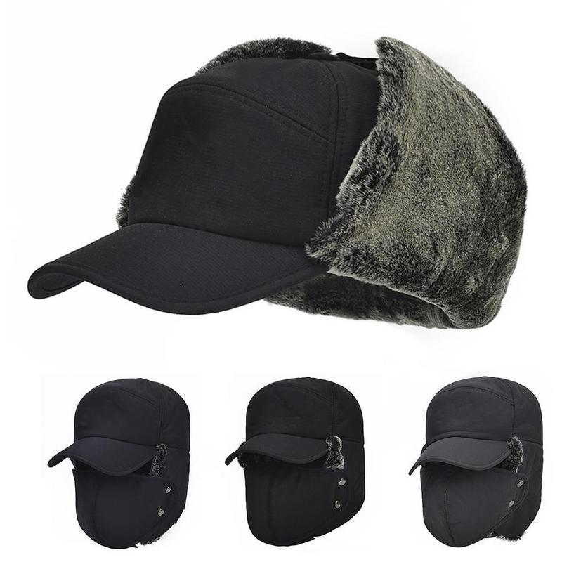 Fleece-Lined Trapper Hat with Detachable Face Mask – Windproof Full Coverage Winter Beanie for Skiing, Snowboarding & Cold Weather