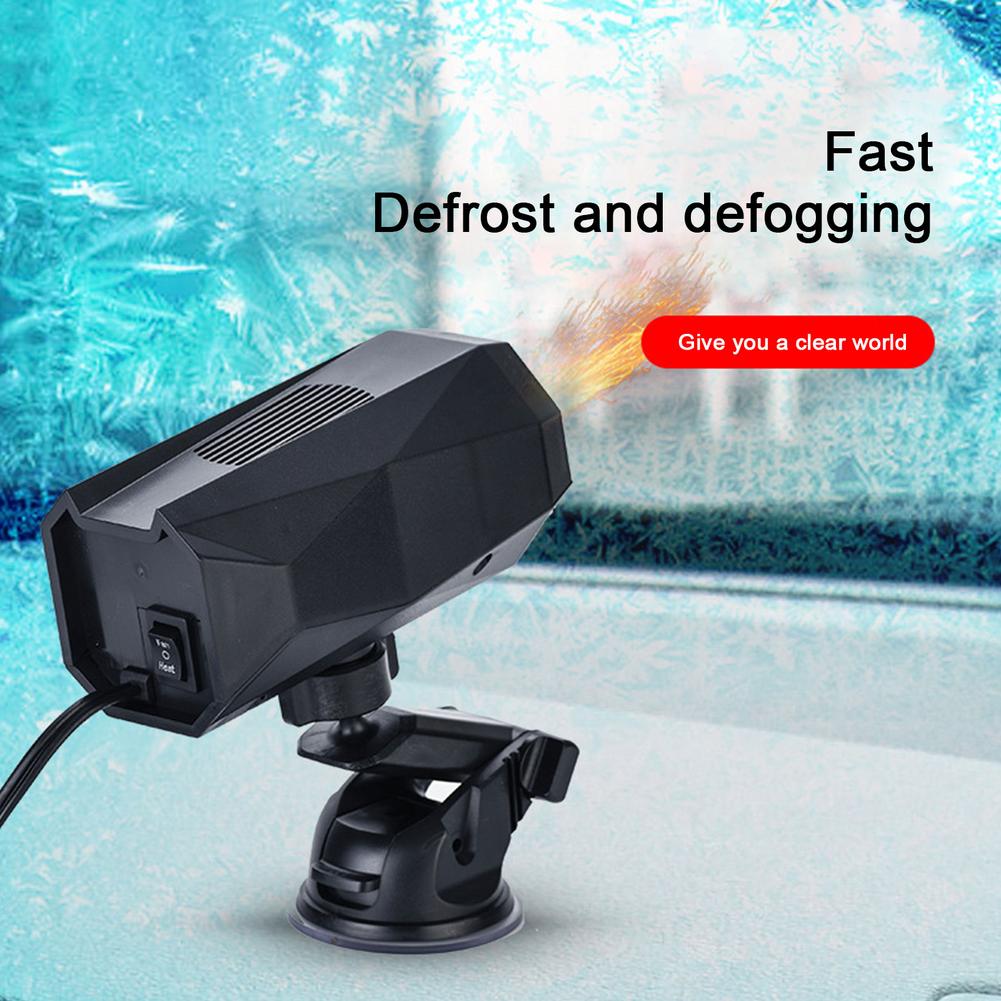 Portable 12V/24V Car Windshield Defroster & Heater – Cigarette Lighter Plug-In with 360° Adjustable Mount