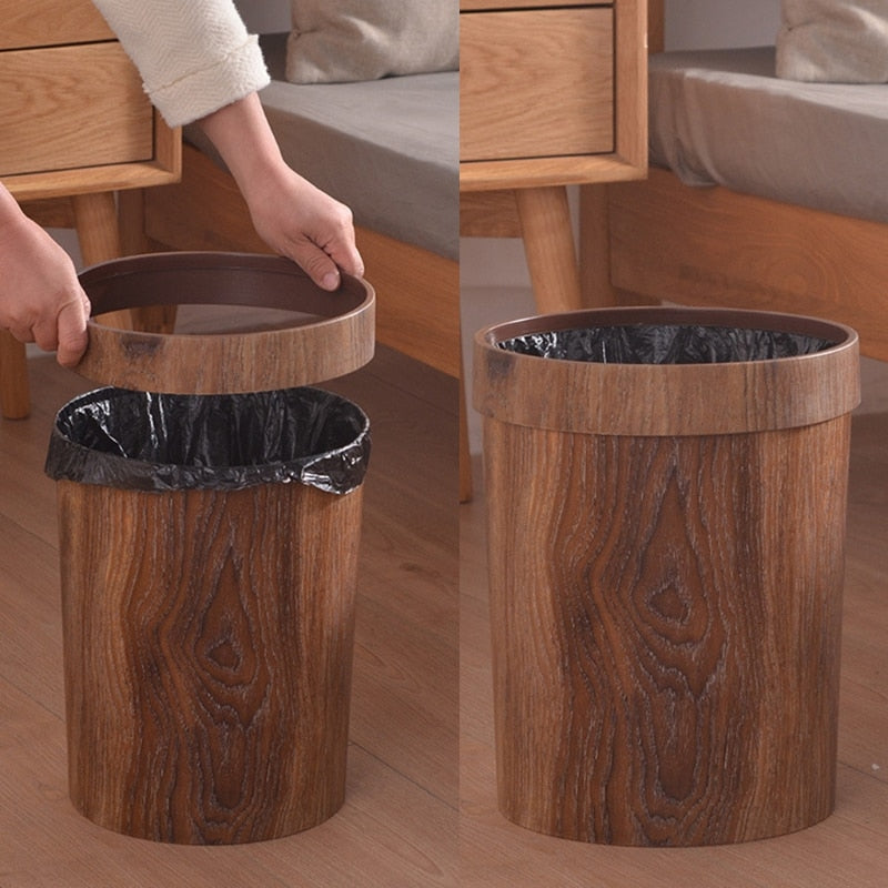 Wooden Waste Basket with Lid – Scandinavian Trash Can for Kitchen, Bathroom & Office