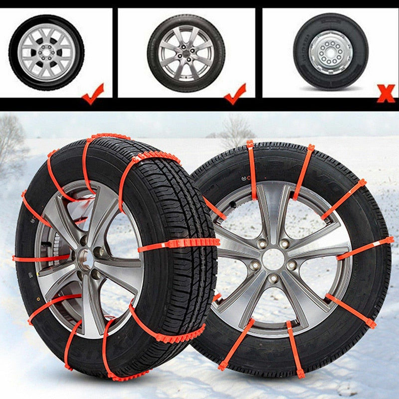 Emergency Tire Traction Straps for Snow, Ice & Mud – Universal Fit Anti-Slip Car Chains for Winter Driving