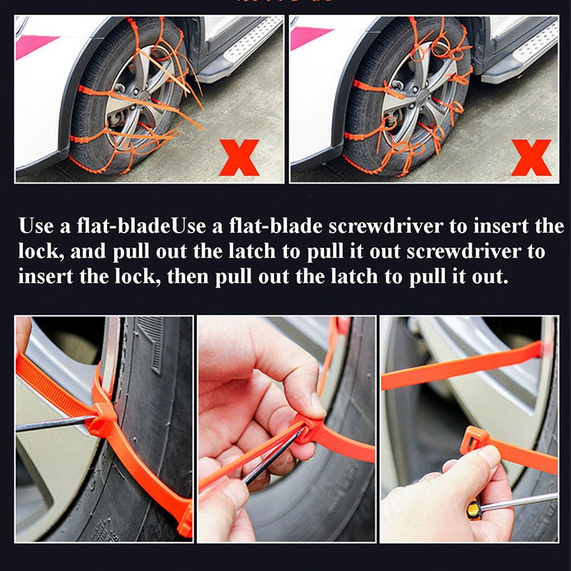Emergency Tire Traction Straps for Snow, Ice & Mud – Universal Fit Anti-Slip Car Chains for Winter Driving