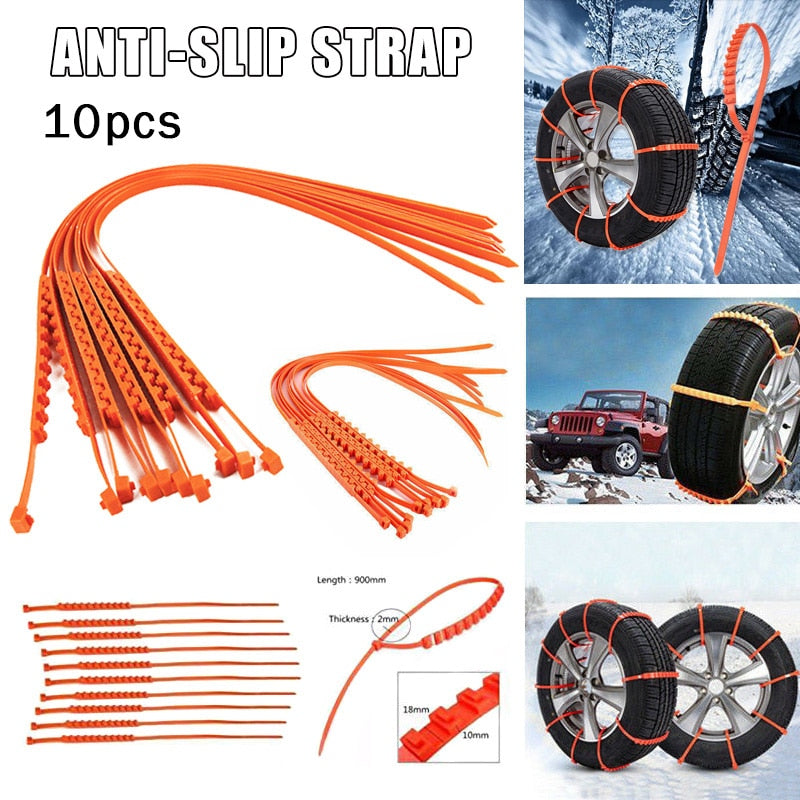 Tire Traction Straps for Snow and Ice - Emergency Anti-Slip Wheel Grips for Cars, SUVs, Trucks - Reusable Winter Driving Aid Kit | Thomler