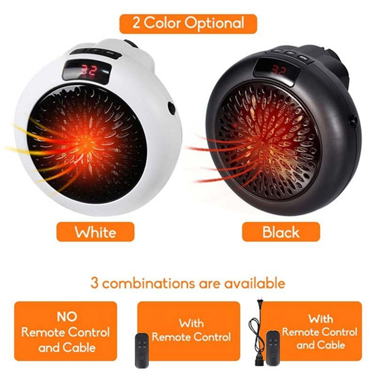Compact Plug-In Space Heater with Digital Display & Auto Shutoff for Home, Office & RV