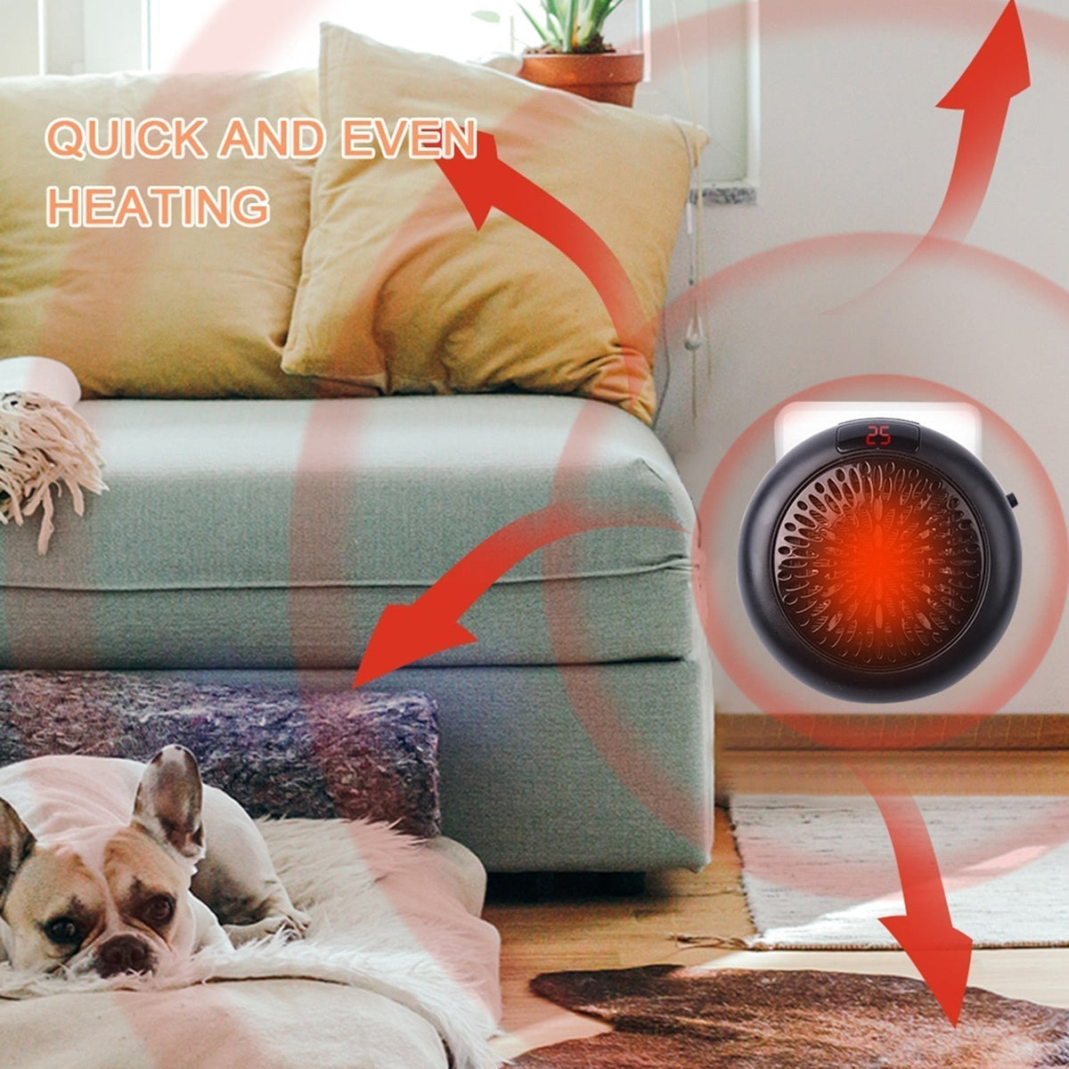 Compact Plug-In Space Heater with Digital Display & Auto Shutoff for Home, Office & RV