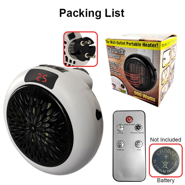 Compact Plug-In Space Heater with Digital Display & Auto Shutoff for Home, Office & RV