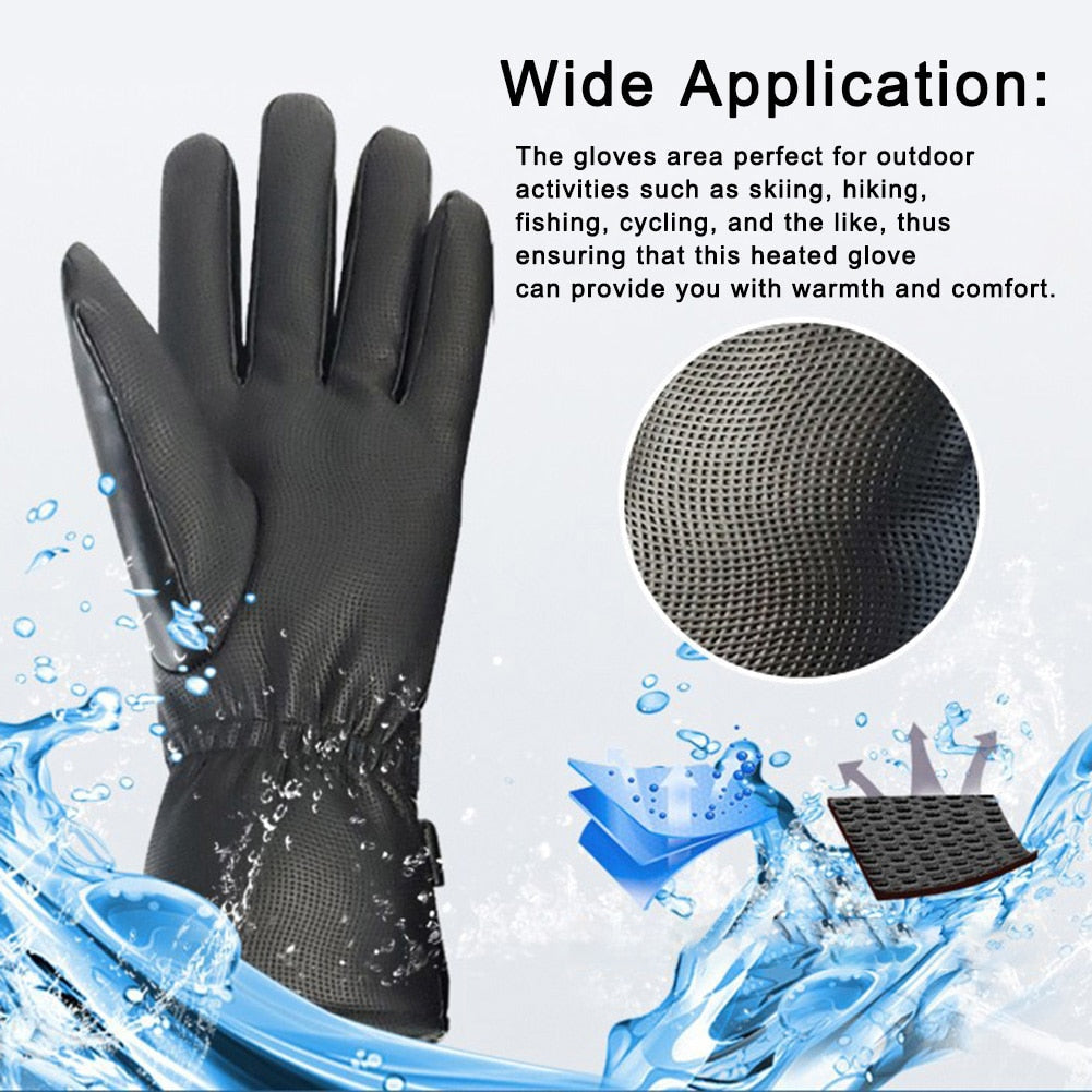 Battery-Powered Heated Gloves with Touchscreen Fingers – Windproof Winter Hand Warmers for Men & Women