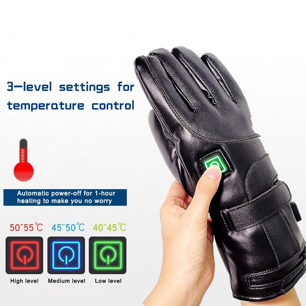Battery-Powered Heated Gloves with Touchscreen Fingers – Windproof Winter Hand Warmers for Men & Women