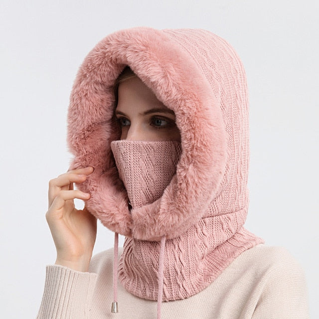 Insulated Winter Hood Hat with Visor – Fleece-Lined Stretch-Fit Beanie for Cold Weather