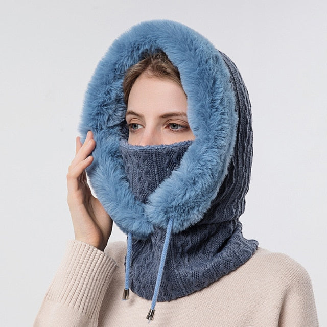Insulated Winter Hood Hat with Visor – Fleece-Lined Stretch-Fit Beanie for Cold Weather