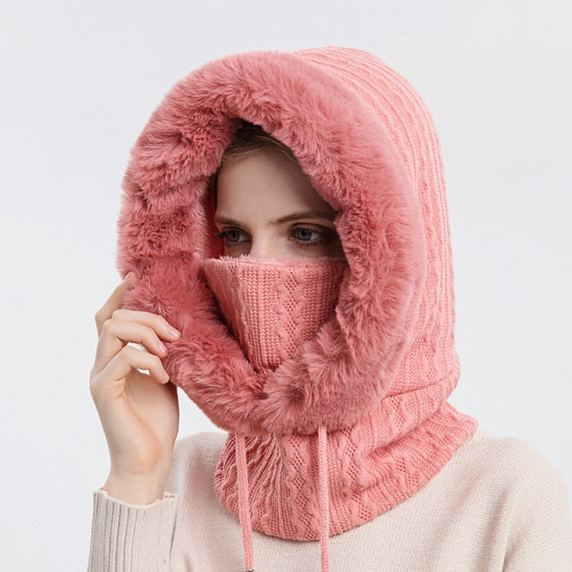Insulated Winter Hood Hat with Visor – Fleece-Lined Stretch-Fit Beanie for Cold Weather
