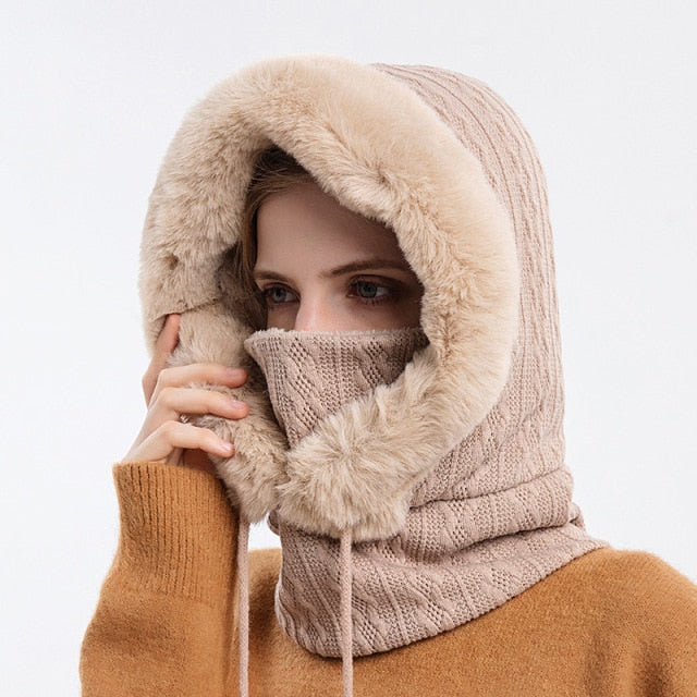 Insulated Winter Hood Hat with Visor – Fleece-Lined Stretch-Fit Beanie for Cold Weather