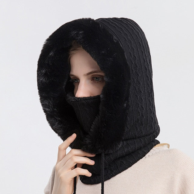Insulated Winter Hood Hat with Visor – Fleece-Lined Stretch-Fit Beanie for Cold Weather