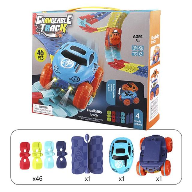 Flexibele magnetische racebaan met lichtgevende auto voor kinderen | Educatief STEM-bouwspeelgoed