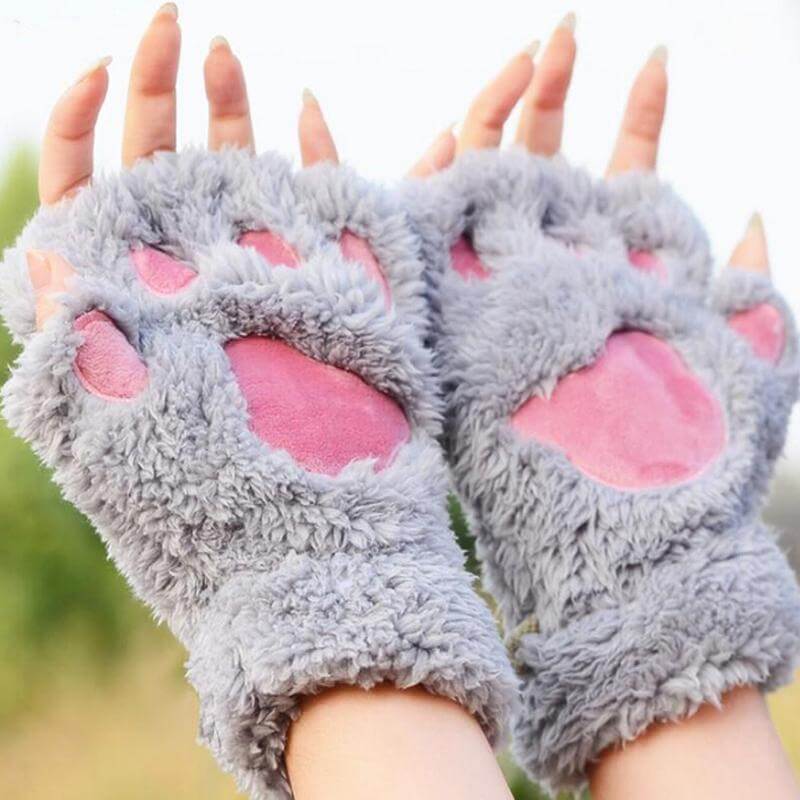 Plush Half-Finger Mittens with Fold-Back Flap – Fleece Fingerless Gloves for Women & Men