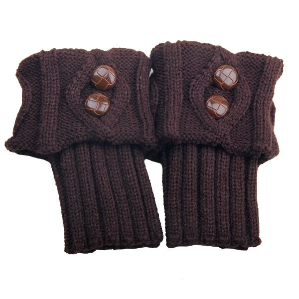 Gebreide beenwarmers met knoopdetail – Elastische kabelgebreide laarsmanchetten voor de winter