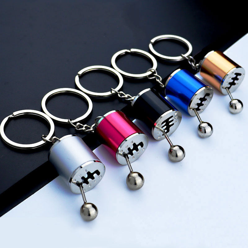 Metalen versnellingspook-sleutelhanger met bewegende pook voor autoliefhebbers | Sleutelhanger met handgeschakelde versnellingsbak voor dames en heren | Automotive cadeau | Thomler