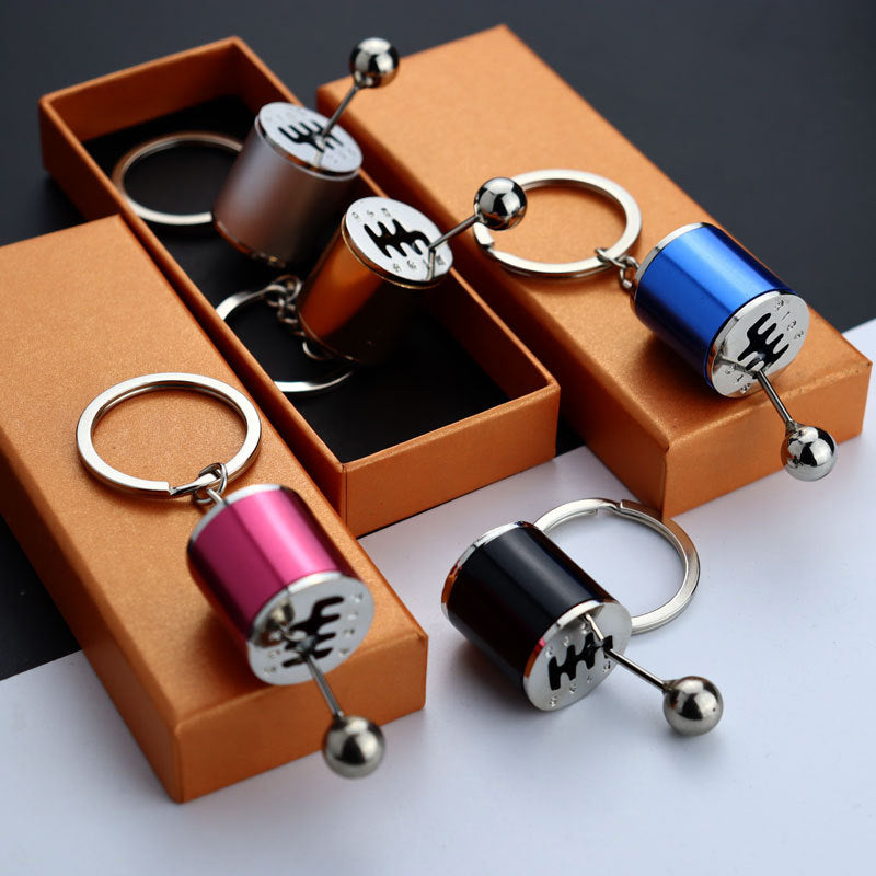 Metalen versnellingspook-sleutelhanger met bewegende pook voor autoliefhebbers | Sleutelhanger met handgeschakelde versnellingsbak voor dames en heren | Automotive cadeau | Thomler