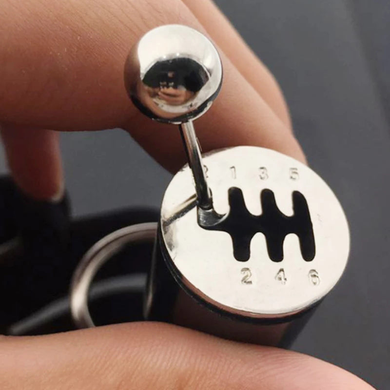 Metalen versnellingspook-sleutelhanger met bewegende pook voor autoliefhebbers | Sleutelhanger met handgeschakelde versnellingsbak voor dames en heren | Automotive cadeau | Thomler