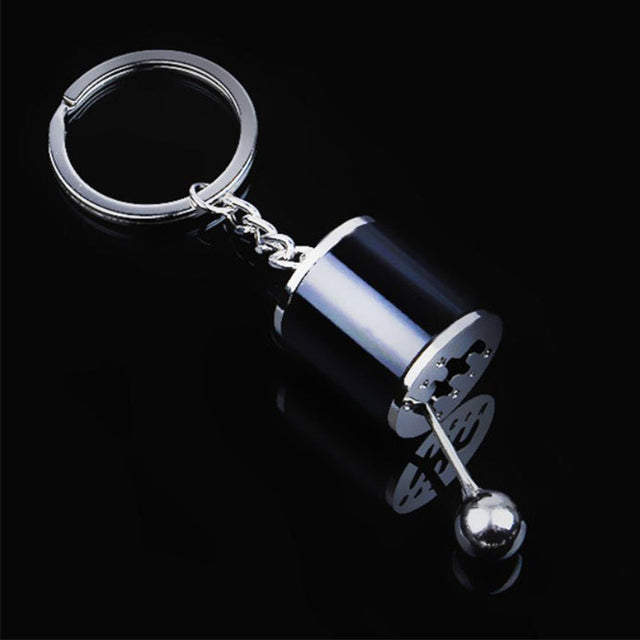 Metalen versnellingspook-sleutelhanger met bewegende pook voor autoliefhebbers | Sleutelhanger met handgeschakelde versnellingsbak voor dames en heren | Automotive cadeau | Thomler