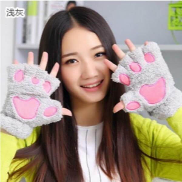 Plush Half-Finger Mittens with Fold-Back Flap – Fleece Fingerless Gloves for Women & Men