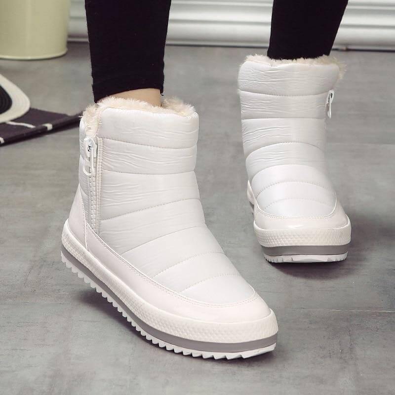 Women's Zip-Up Winter Ankle Boots with Plush Lining – Flat Sole Comfort Booties for Cold Weather & Snow