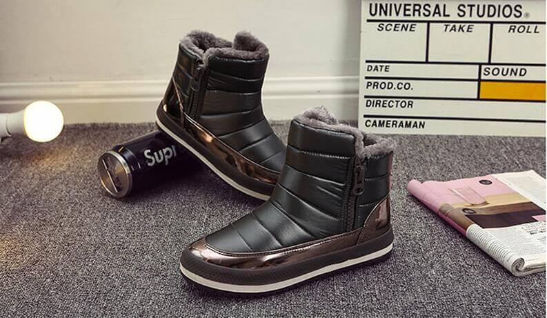 Women's Zip-Up Winter Ankle Boots with Plush Lining – Flat Sole Comfort Booties for Cold Weather & Snow