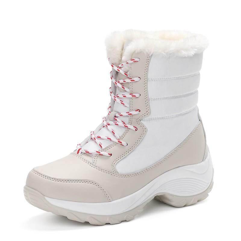 Damen-Schneestiefel – wasserdichte, isolierte Winterschuhe zum Hineinschlüpfen mit Plateausohle und Plüschfutter für kaltes Wetter