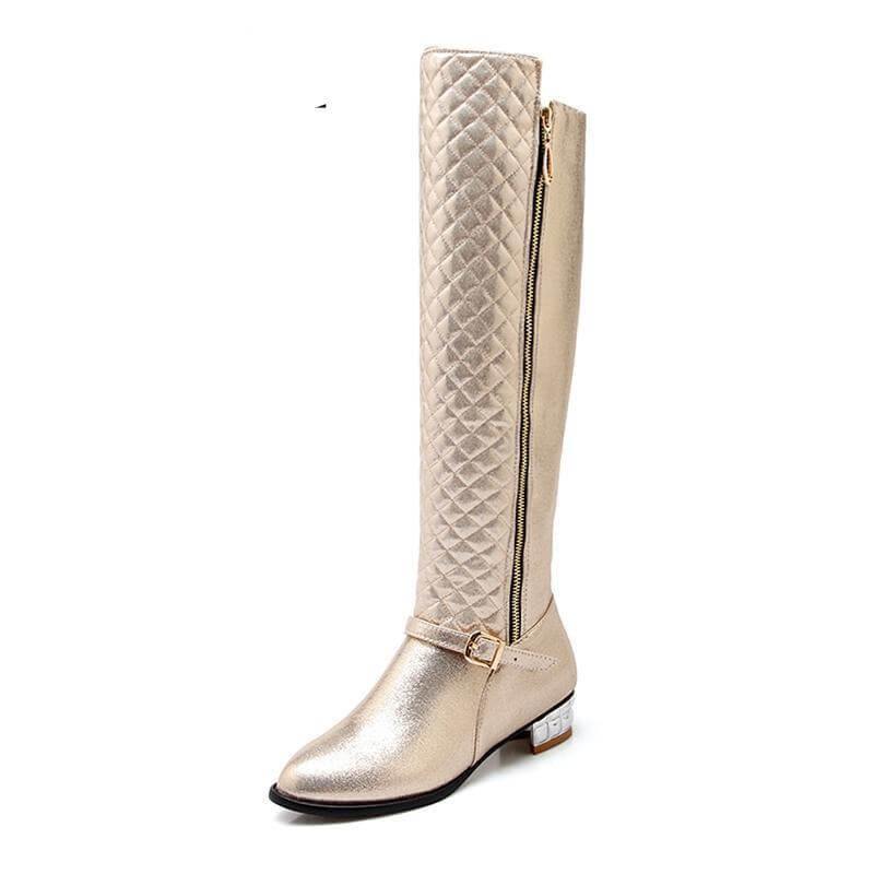 Women's Knee-High Boots with Low Block Heel and Optional Faux-Fur Lining – Zip-Up Winter Footwear for Cold Weather