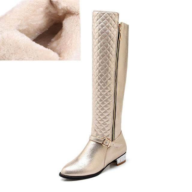 Women's Knee-High Boots with Low Block Heel and Optional Faux-Fur Lining – Zip-Up Winter Footwear for Cold Weather