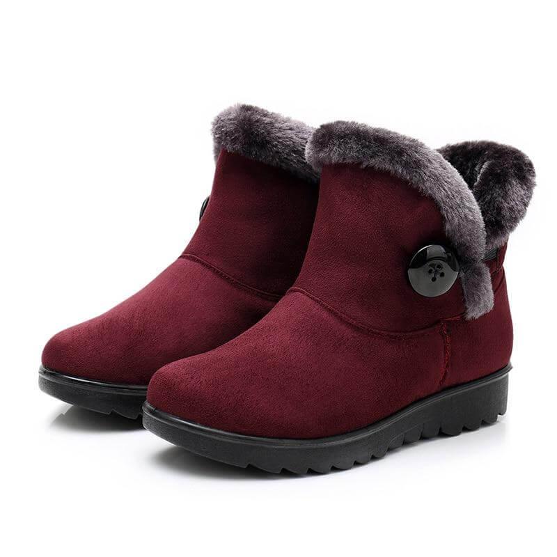 Damen-Stiefeletten für den Schnee mit Flock-Textur & Plüschfutter – Lässige Winterschuhe für den Alltag