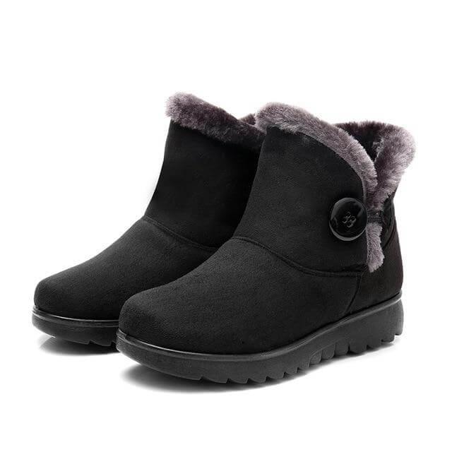 Women's Ankle Snow Boots with Flock Texture & Plush Lining – Casual Winter Footwear for Everyday Wear