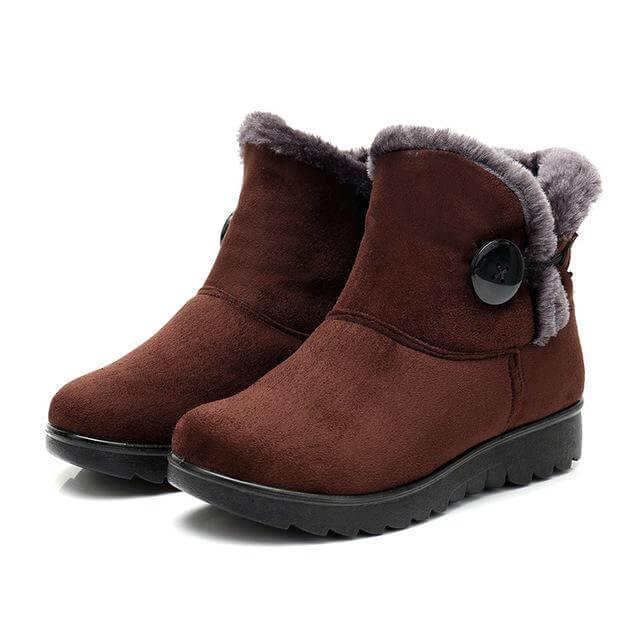 Women's Ankle Snow Boots with Flock Texture & Plush Lining – Casual Winter Footwear for Everyday Wear