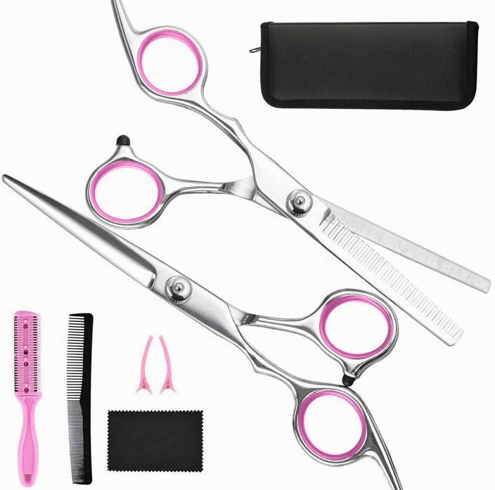 Professionele kappersschaarset met uitdunschaar en stylingaccessoires