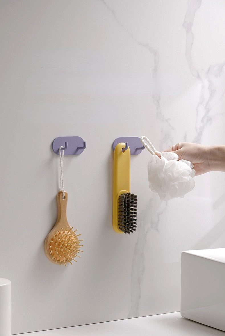 Adhesive Metal Hooks for Bathroom & Kitchen Storage — Dual-Hook Design, No Drilling, Lightweight Organizer for Keys, Towels, Accessories | Thomler