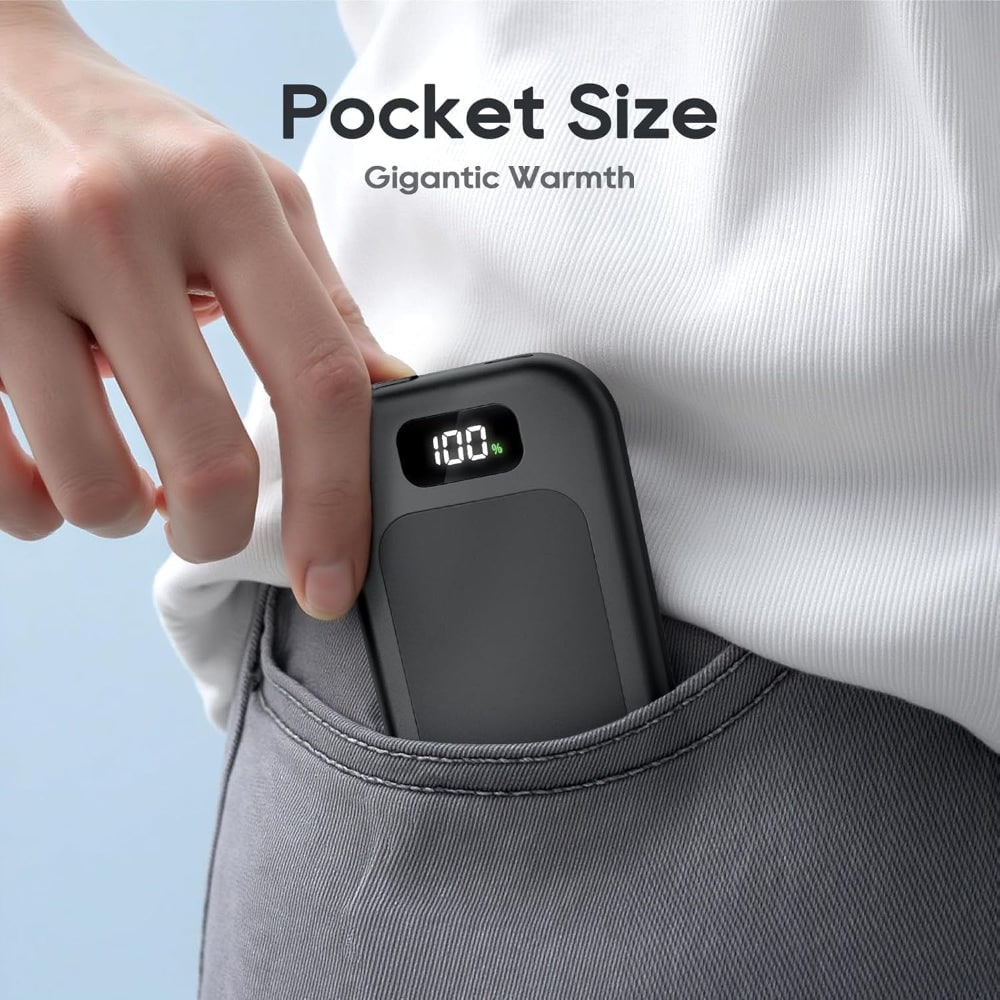 Battery-Powered Hand Warmers with Digital Temp Screen – Pocket Heating Pads for Winter