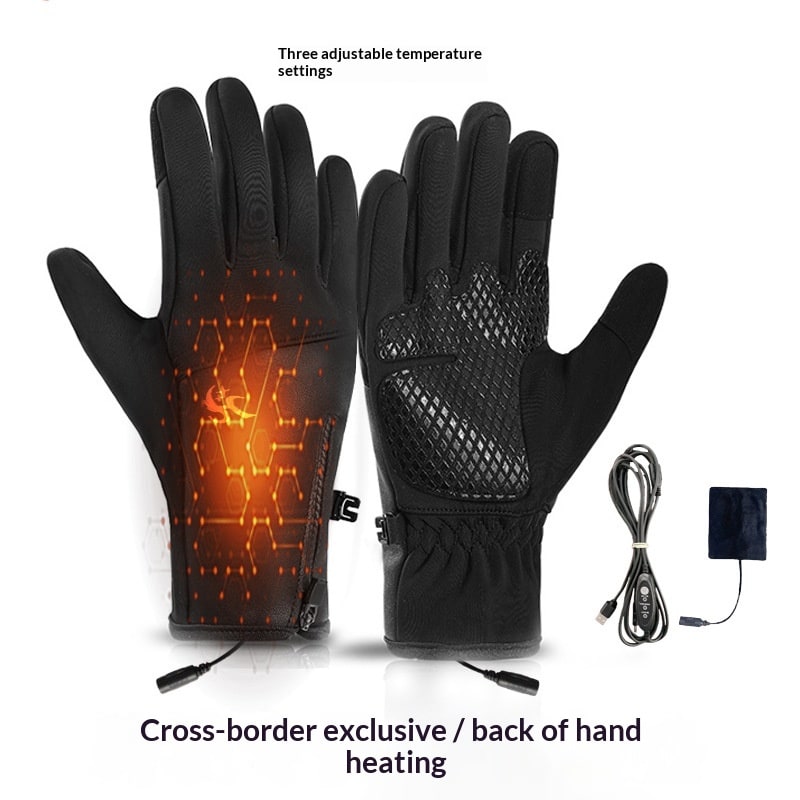 USB-Powered Heated Gloves with Touchscreen Fingertips & Anti-Slip Palm for Skiing & Commuting