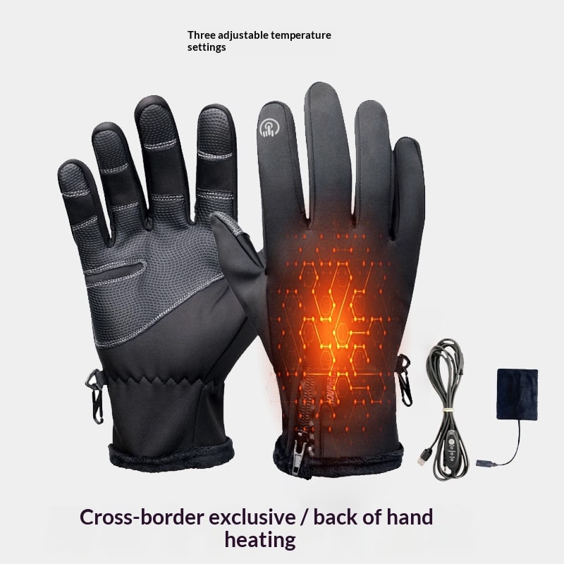 USB-Powered Heated Gloves with Touchscreen Fingertips & Anti-Slip Palm for Skiing & Commuting