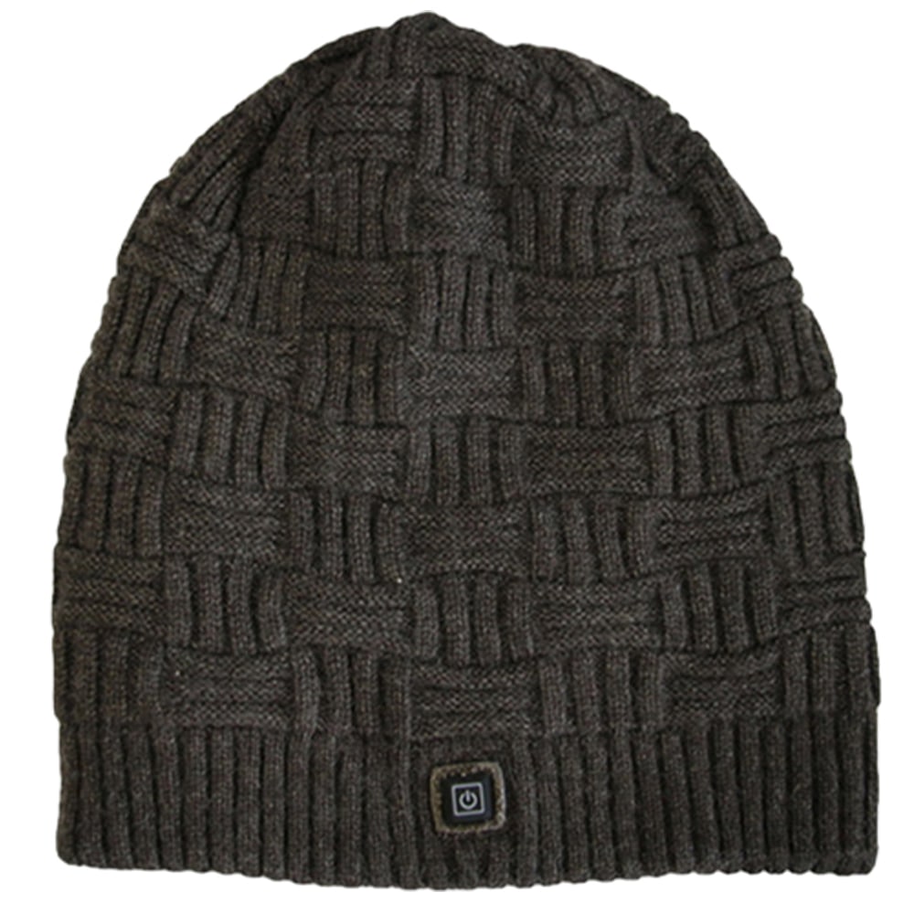 Rechargeable Electric Heated Knit Beanie with Built-In 3400mAh Power Bank for Outdoor Winter Activities
