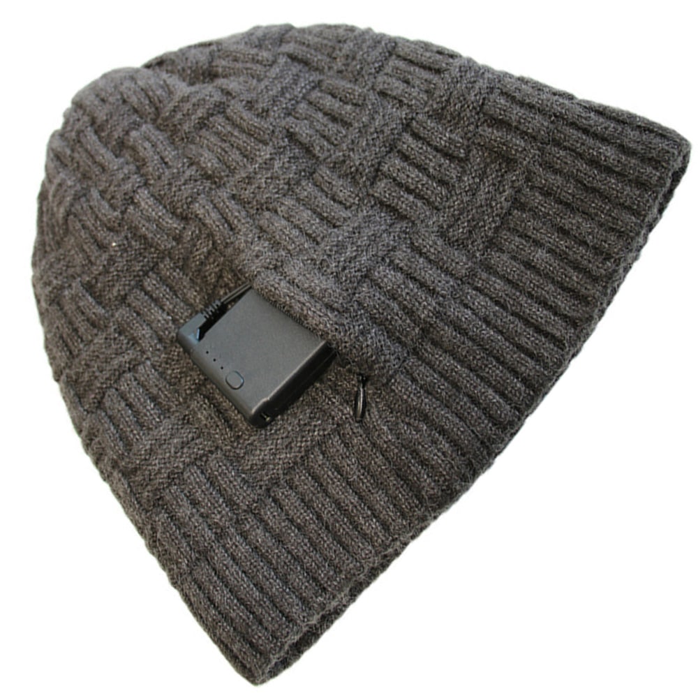 Rechargeable Electric Heated Knit Beanie with Built-In 3400mAh Power Bank for Outdoor Winter Activities