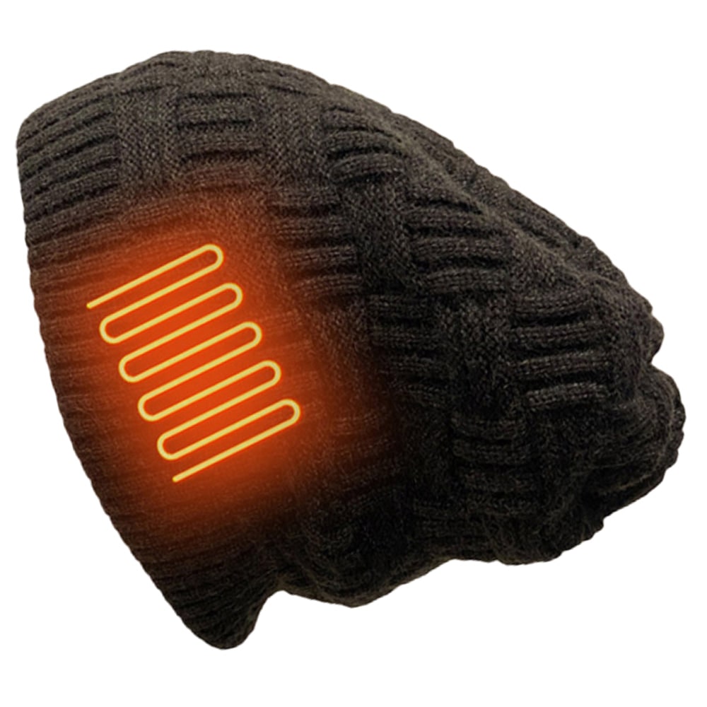 Rechargeable Electric Heated Knit Beanie with Built-In 3400mAh Power Bank for Outdoor Winter Activities
