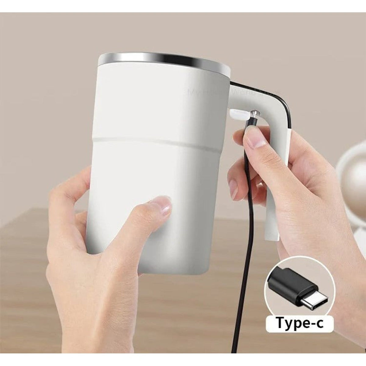 Rechargeable Self-Stirring Mug With Temperature Display