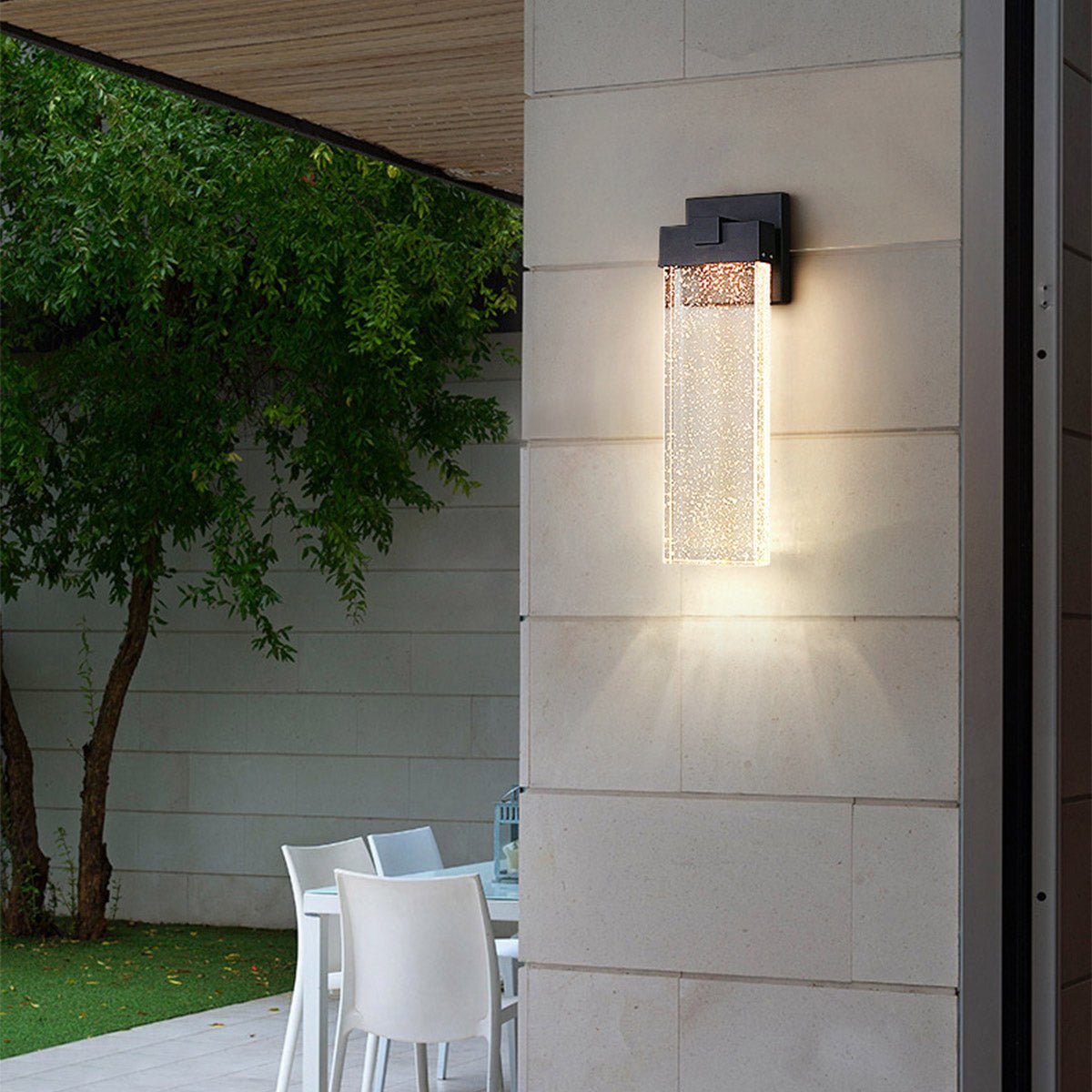 Außenwandleuchte mit Kristalldiffusor – schwarzes Aluminium, warmweiße LED, wasserdicht für Haustür, Terrasse, Gartenweg & Einfahrt – drei Größen | Thomler