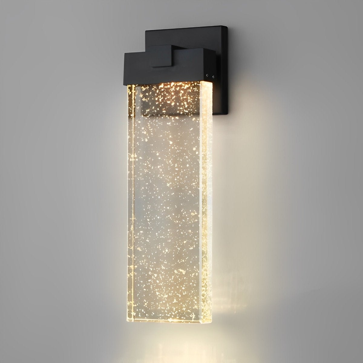 Außenwandleuchte mit Kristalldiffusor – schwarzes Aluminium, warmweiße LED, wasserdicht für Haustür, Terrasse, Gartenweg & Einfahrt – drei Größen | Thomler