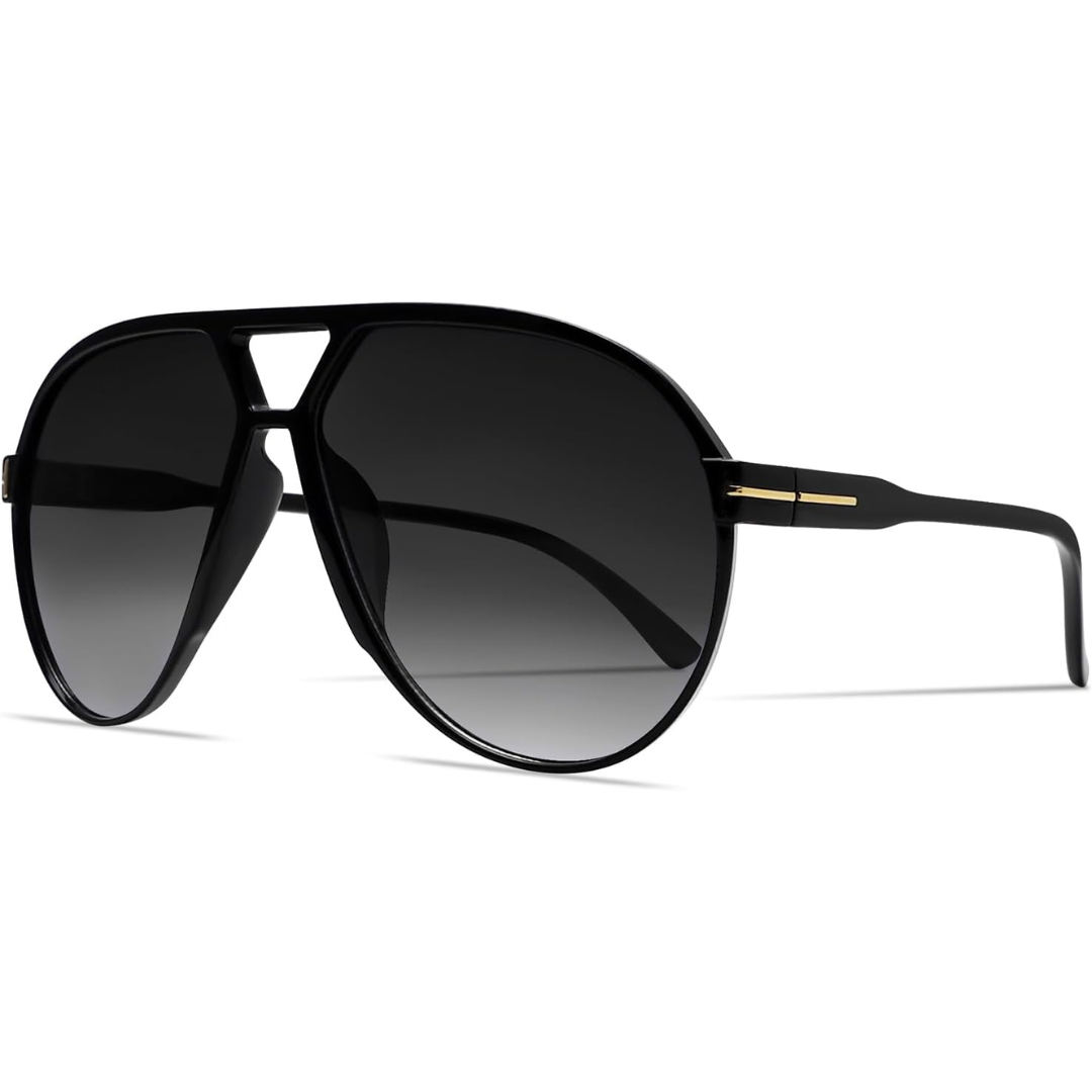 Oversized Aviator Sunglasses UV400 Protection Retro Square Frame Women Men Unisex 70s Vintage Style Lightweight Fashion Eyewear for Beach Fe | Thomler