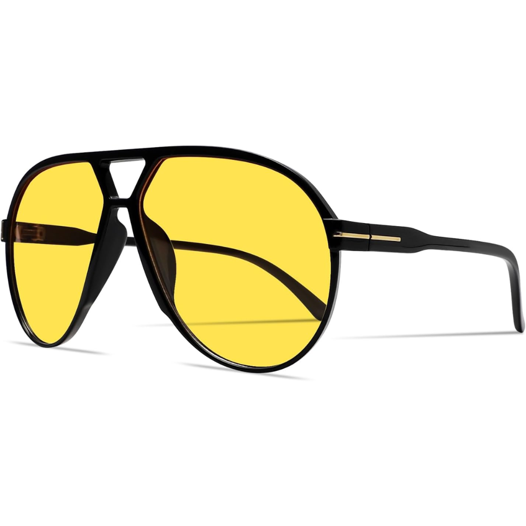 Oversized Aviator Sunglasses UV400 Protection Retro Square Frame Women Men Unisex 70s Vintage Style Lightweight Fashion Eyewear for Beach Fe | Thomler