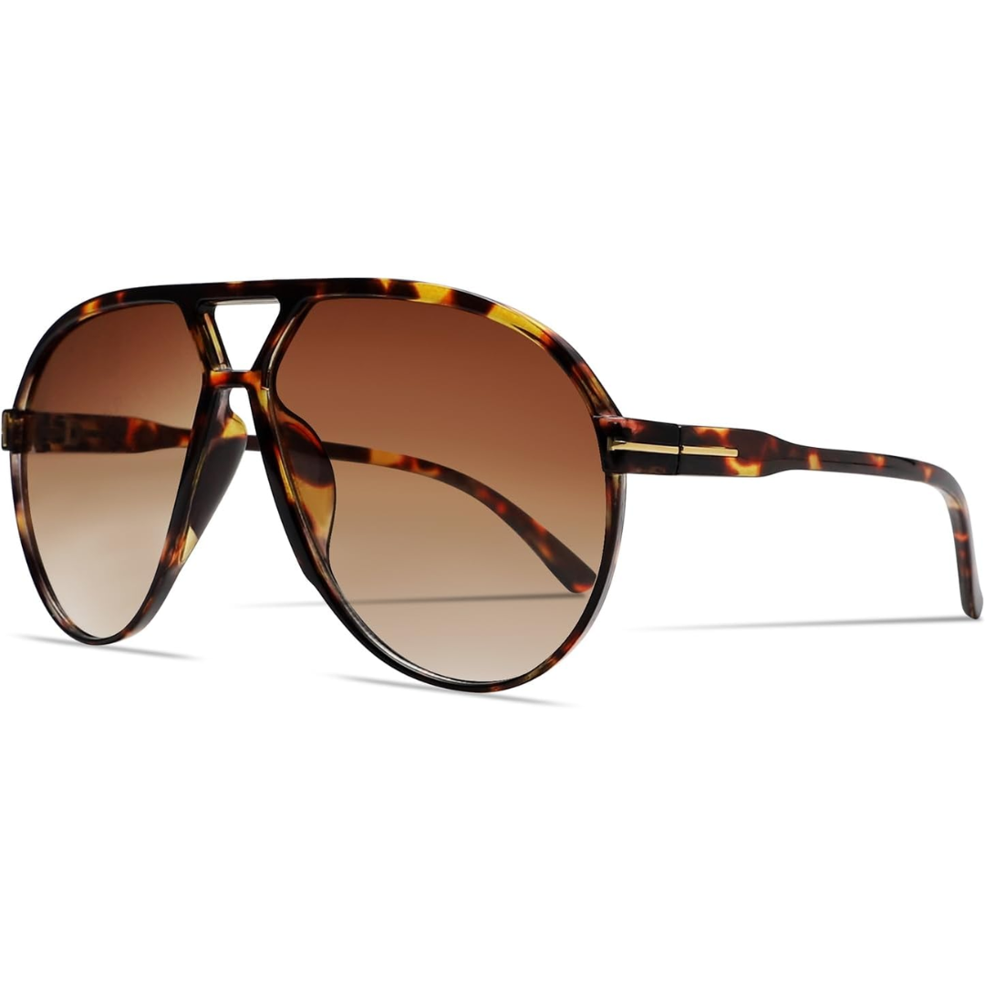 Oversized Aviator Sunglasses UV400 Protection Retro Square Frame Women Men Unisex 70s Vintage Style Lightweight Fashion Eyewear for Beach Fe | Thomler